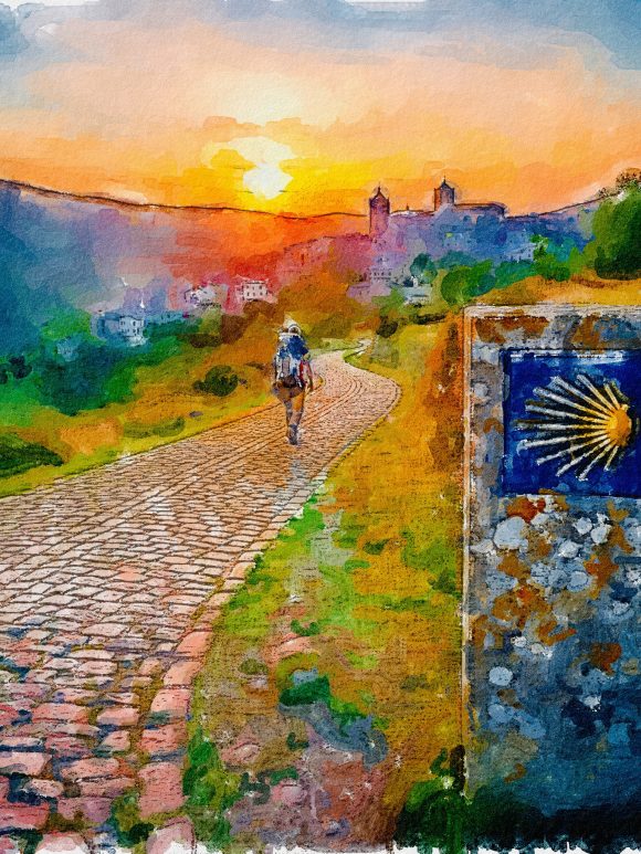 Camino de Santiago del Sureste, etapa 2 de Corvera a Murcia, entre huertas murcianas y vistas a la sierra.